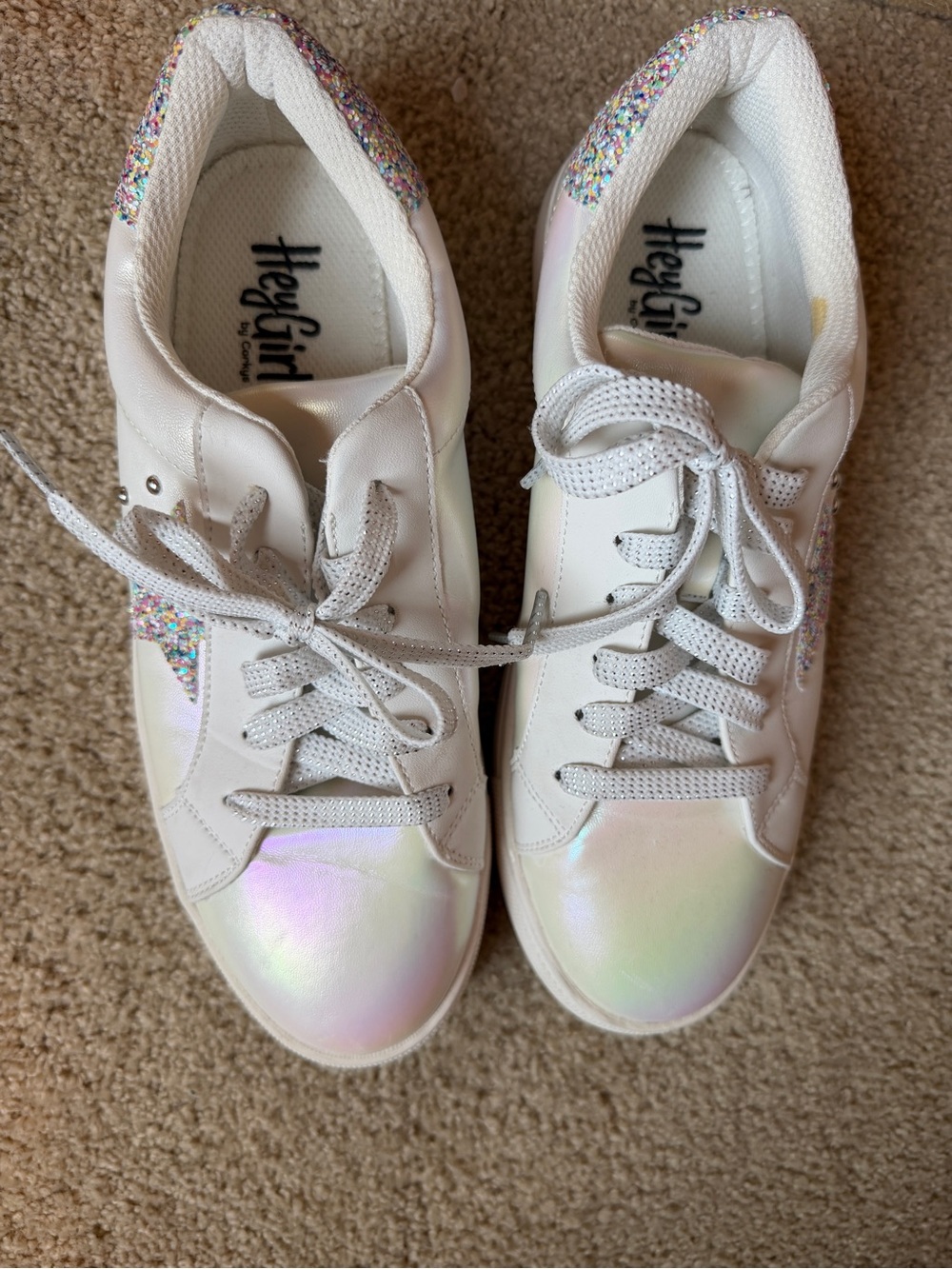 Corkys White Iridescent Glitter Accent Sneakers